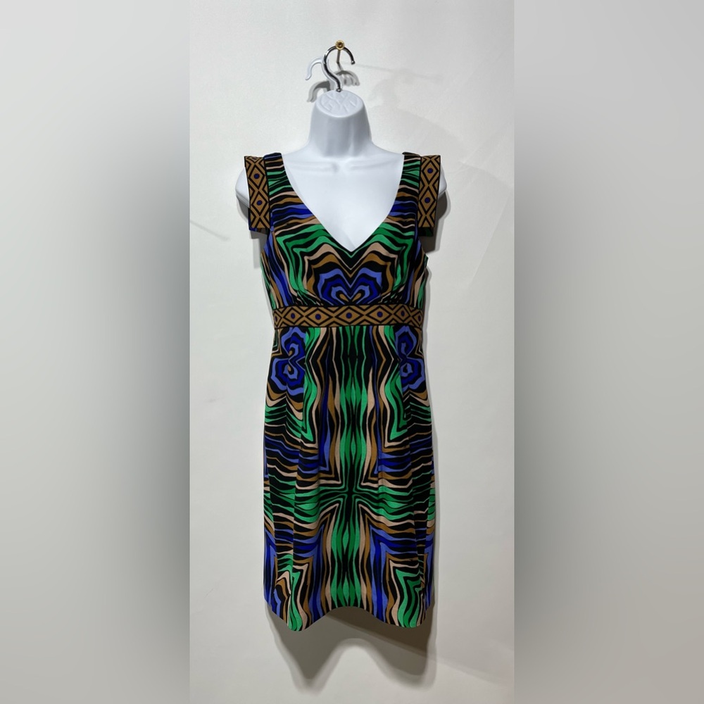 Tibi Zebra Sheath Geometric Mini Dress 100% Silk Women’s Size 2